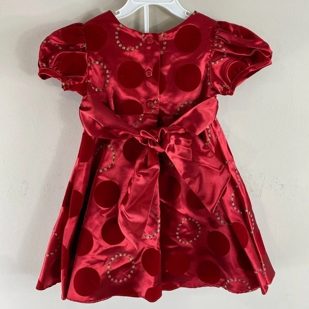Rare Editions Baby Girl’s Red‎ Glitter Circle Party Formal Holiday Dress -Sz 24M